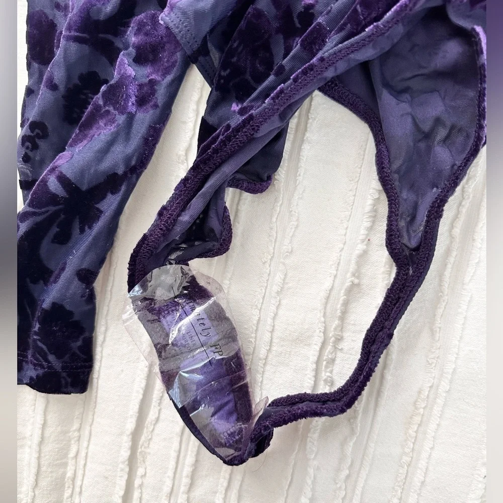 NWT Free People Magic Hour Velvet Bodysuit (Color Deep Sea Combo) Size XS